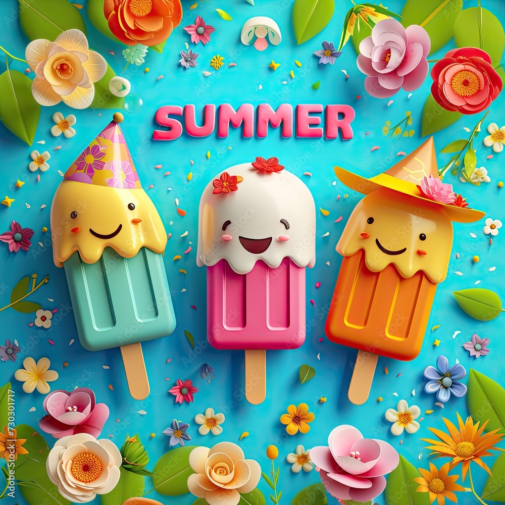 Obraz premium set of ice cream, cool, bright 