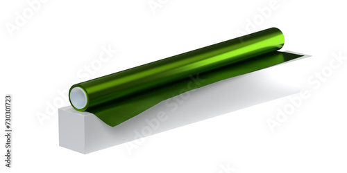 roll PVC film metallic green  Isolated on Png Format  3D rendering 
