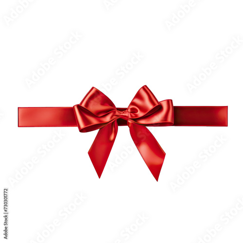 Blank White Gift Voucher With Red Ribbon Bow. Gift Signboard. Isolated on a Transparent Background. Cutout PNG.