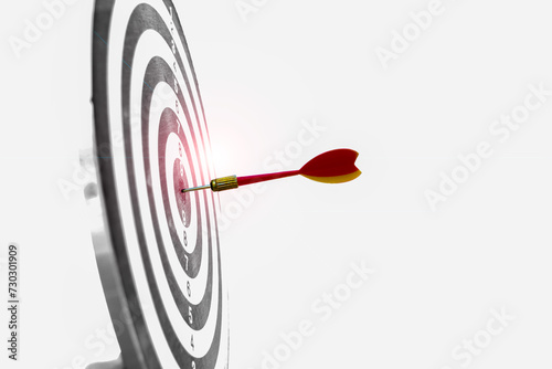 black and white dart board and red arrow target concept