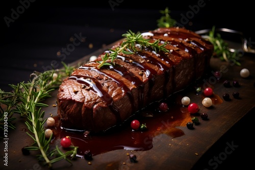 Juicy Meat tenderloin. Table fillet meal. Generate Ai