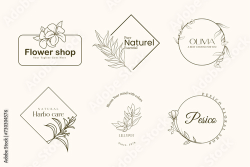 Hand drawn botanical feminine natural minimalist simple and modern business boho logo
