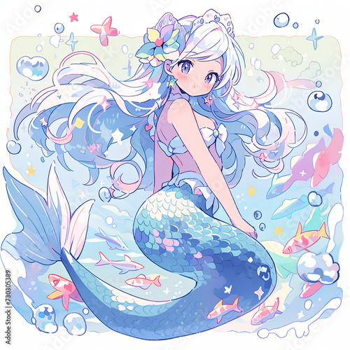the mermaid princess on the sea, AI Generative 
