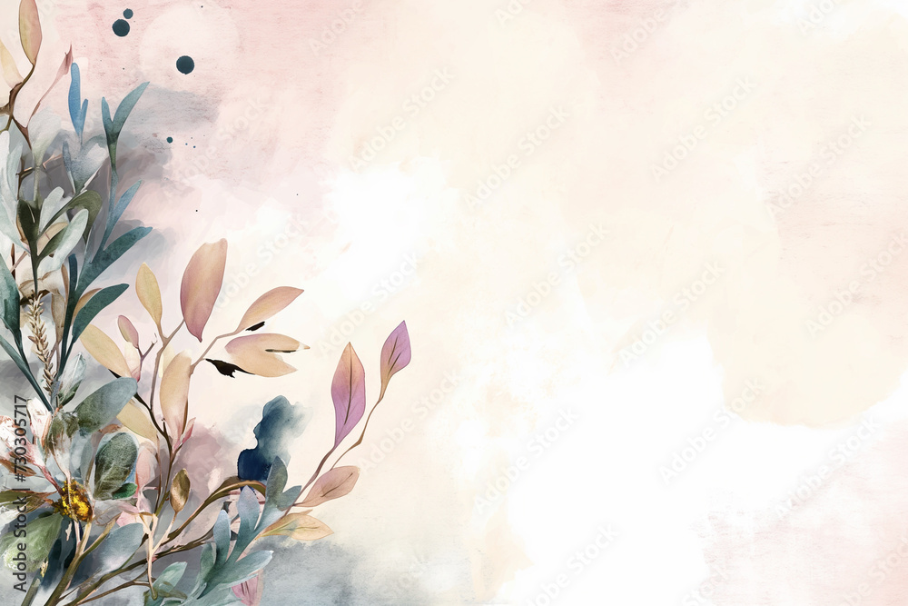 peach background with flowers and twigs in the lower left corner Stock ...