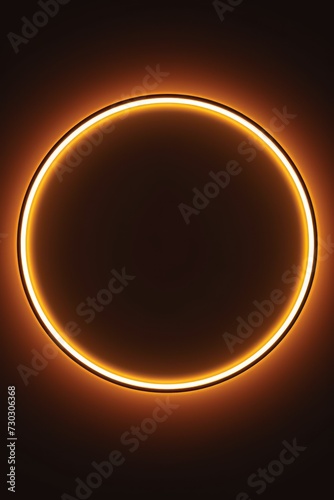 Brown round neon shining circle isolated