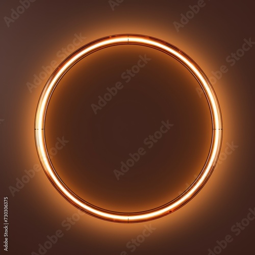 Brown round neon shining circle isolated