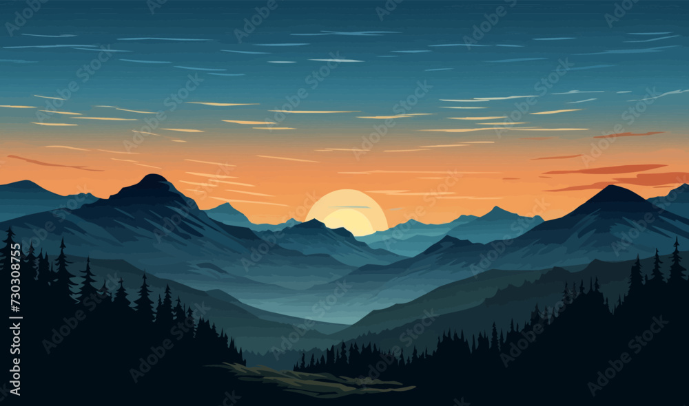 mountain landscape panorama silhouette vector background illustration
