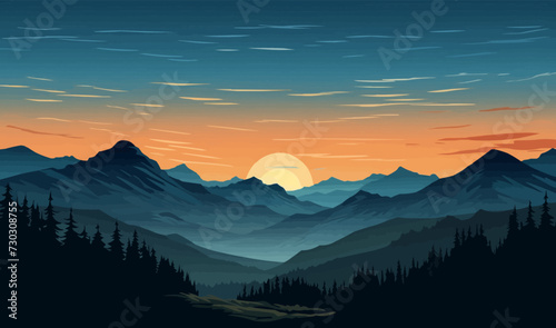 mountain landscape panorama silhouette vector background illustration © Coosh448