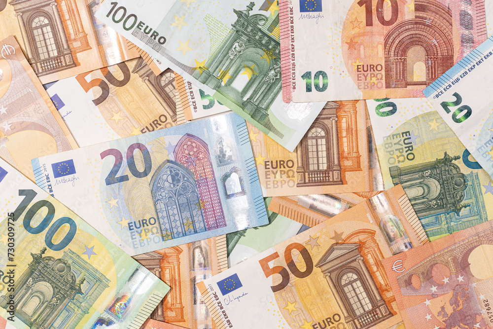 Background of a Variety Euro banknotes