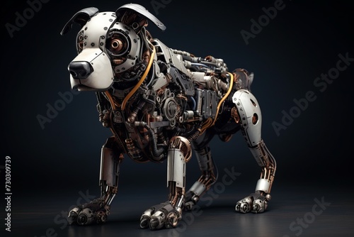 Futuristic Mechanical dog play. Tech future. Generate Ai