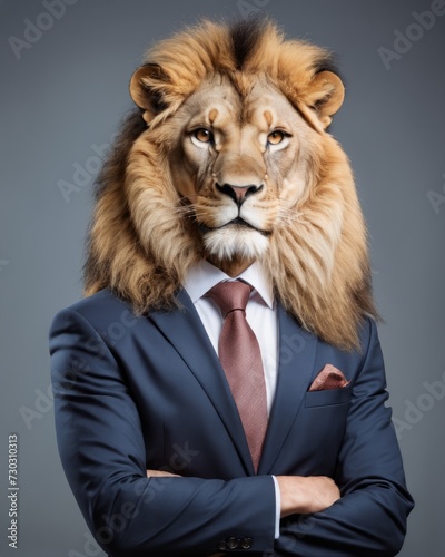 Lion in Business Suit  Majestic Executive Illustration