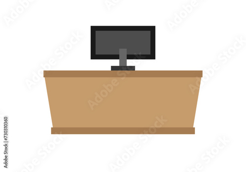 Recepción con pantalla de un negocio.