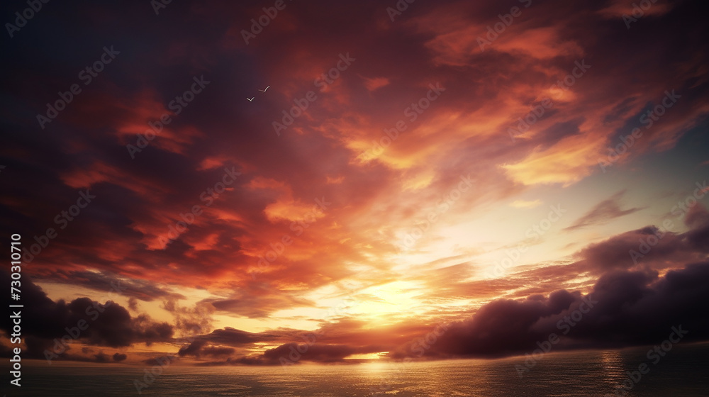 Beautiful evening sky and sun set image