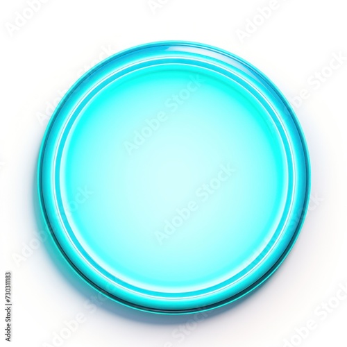 Cyan round neon shining circle isolated on a white background