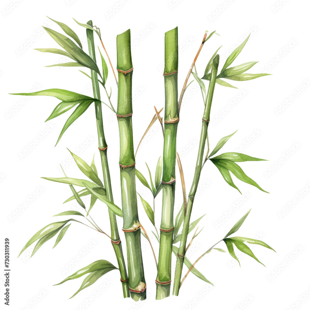 Obraz premium Bamboo in watercolor style isolated on white or transparent background
