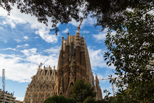 Barcelona, Spain - 6 February 2022: Sagrada Familia cathedral, basilica
