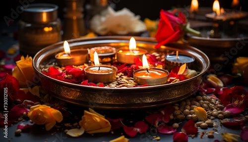 Flame of love, harmony, and spirituality glows in candlelight generated by AI