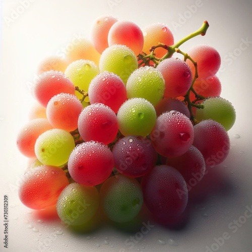 red and green grapes isolated on white background