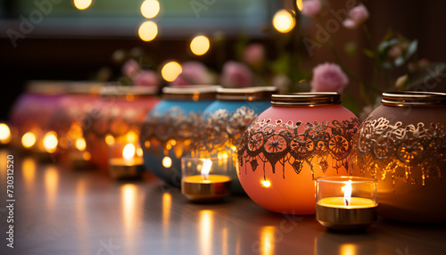 Candlelight illuminates the night, symbolizing spirituality and celebration generated by AI