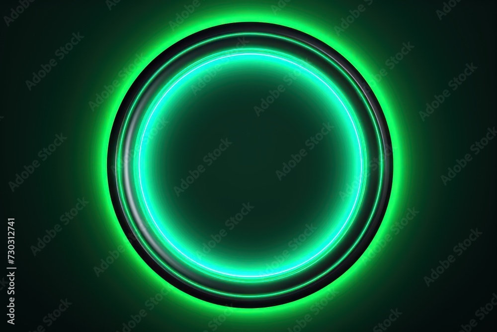 Emerald round neon shining circle isolated on a white background wall
