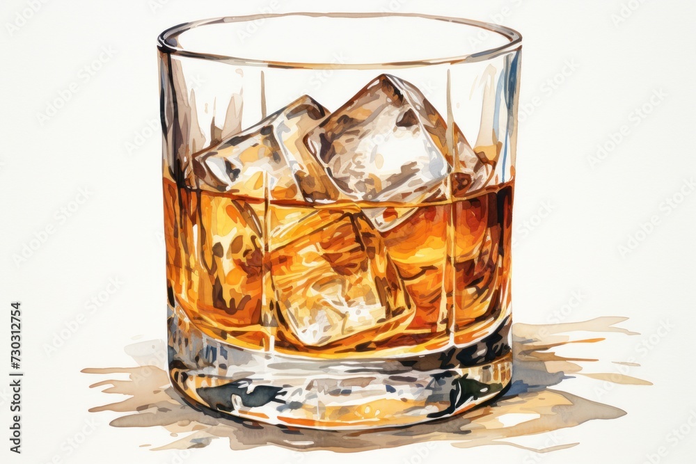 Glass of alcoholic drink whiskey or brandy or cognac
