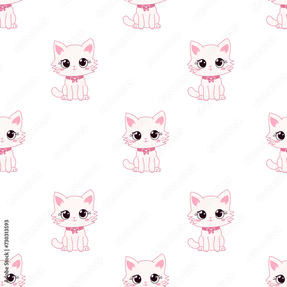 seamless pattern with pink cats