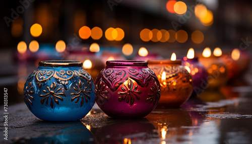 Flame of candle illuminates dark night, symbolizing spirituality and love generated by AI