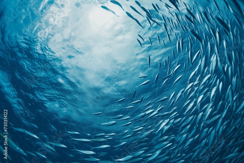 Many underwater fish are swimming in a circle shape, sea ​​fish © Tar