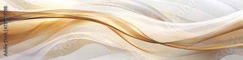 Banner of an abstract white and brown, gold textile transparent fabric as background or texture
