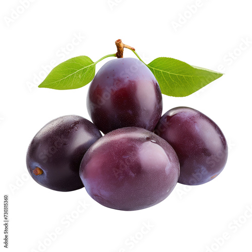 Damson plum fruit on transparent background