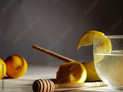 Making hot Lemon and honey for natural treatment of cold and flu 