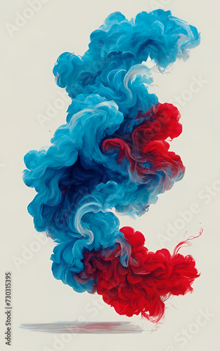 A Colored liquid swirls into the air