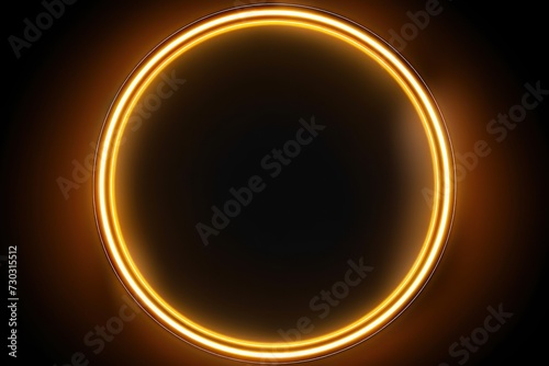 Gold round neon shining circle isolated on a white background
