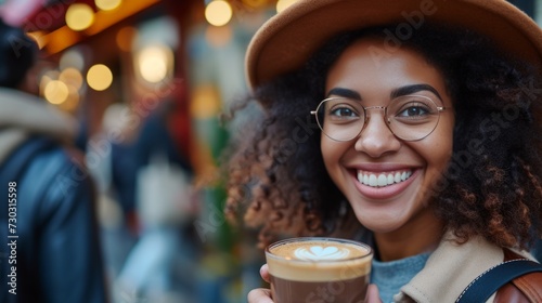 Chic coffee aficionados sip in style, capturing the moment with beaming smiles
