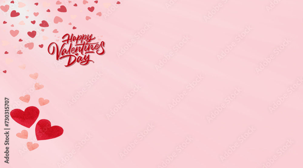 valentines day card with light color background and hearts on the left with text happy valentines day