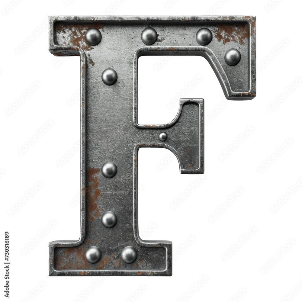 3D Metal Letter F Isolated on Transparent or White Background, PNG 3D Metal Letter F Isolated on Transparent or White Background, PNG