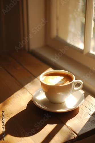 A contemplative moment with a cup of coffee, bathed in soft, diffused light