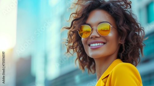 Fashionable urban women radiate elegance, smiling warmly amid city backdrops.
