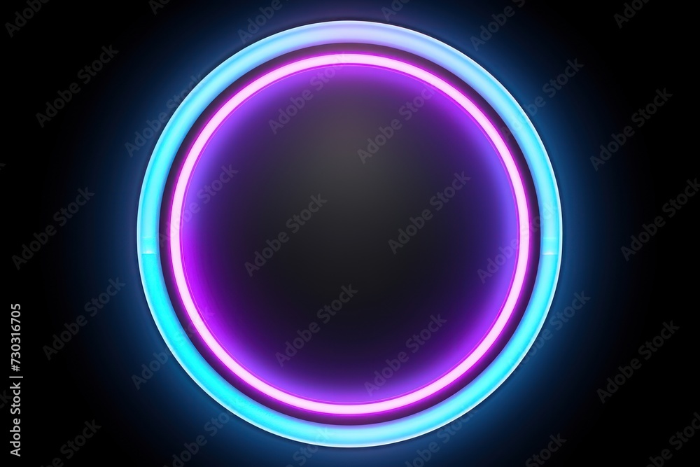 Gray round neon shining circle isolated on a white background wall 