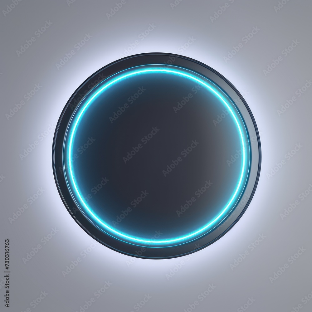 Gray round neon shining circle isolated on a white background wall 