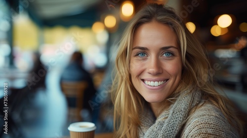 Fashionable individuals sip coffee at city cafes, smiling into the camera wit...