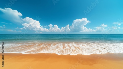 Minimalistic golden sands against a brilliant blue sky create a quintessentia...