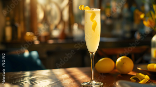 Elegant French 75 Cocktail - Classic Champagne and Gin Drink with a Citrus Twist