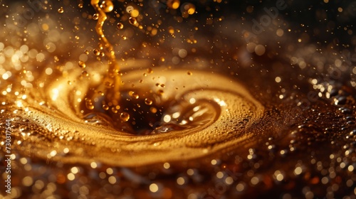 A coffee pour-over, capturing the mesmerizing spiral as hot water meets grounds