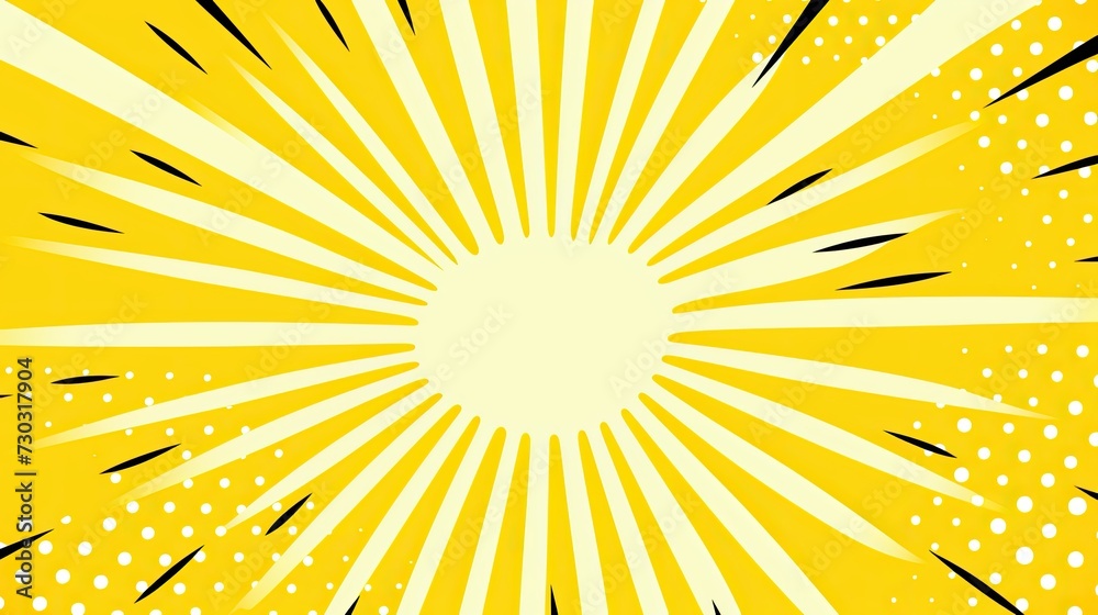 Pop art background. Yellow comic sunburst with speech bubble. banner superhero backdrop 