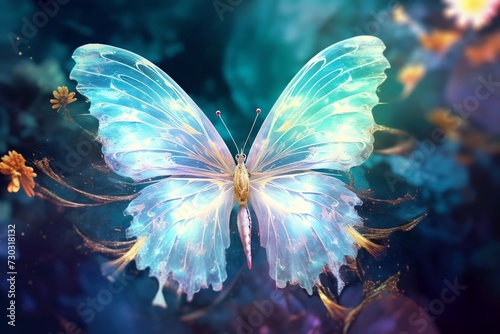 Magic glowing butterfly, fairy creature