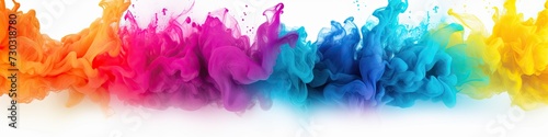 Colorful rainbow holi paint color powder explosion isolated on the white background