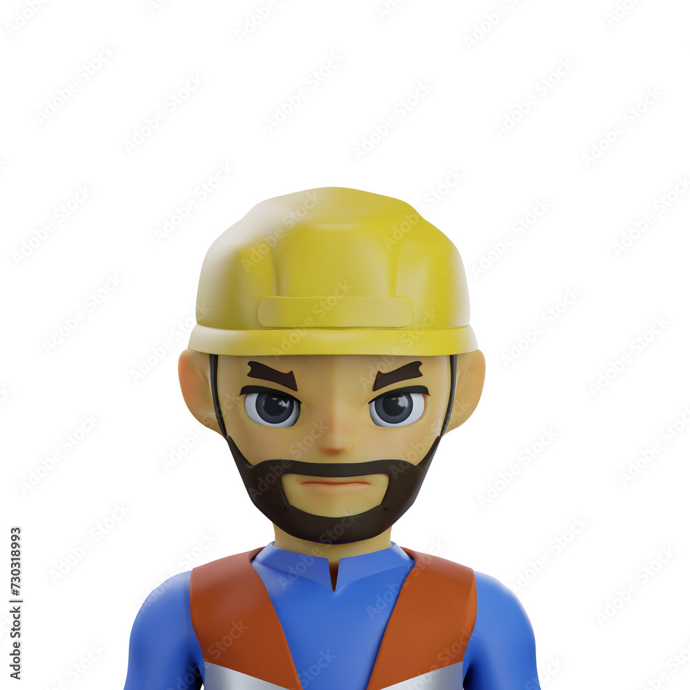 worker man wearing construction clothes 3D avatar worker man wearing construction clothes 3D avatar