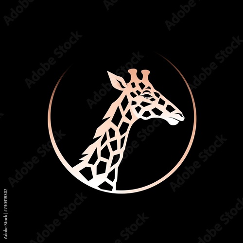 Flat logo giraffe paper cut illustration style on a black background. Paper cut illustration style. photo