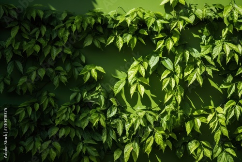 Green wall with shadows on it  top view